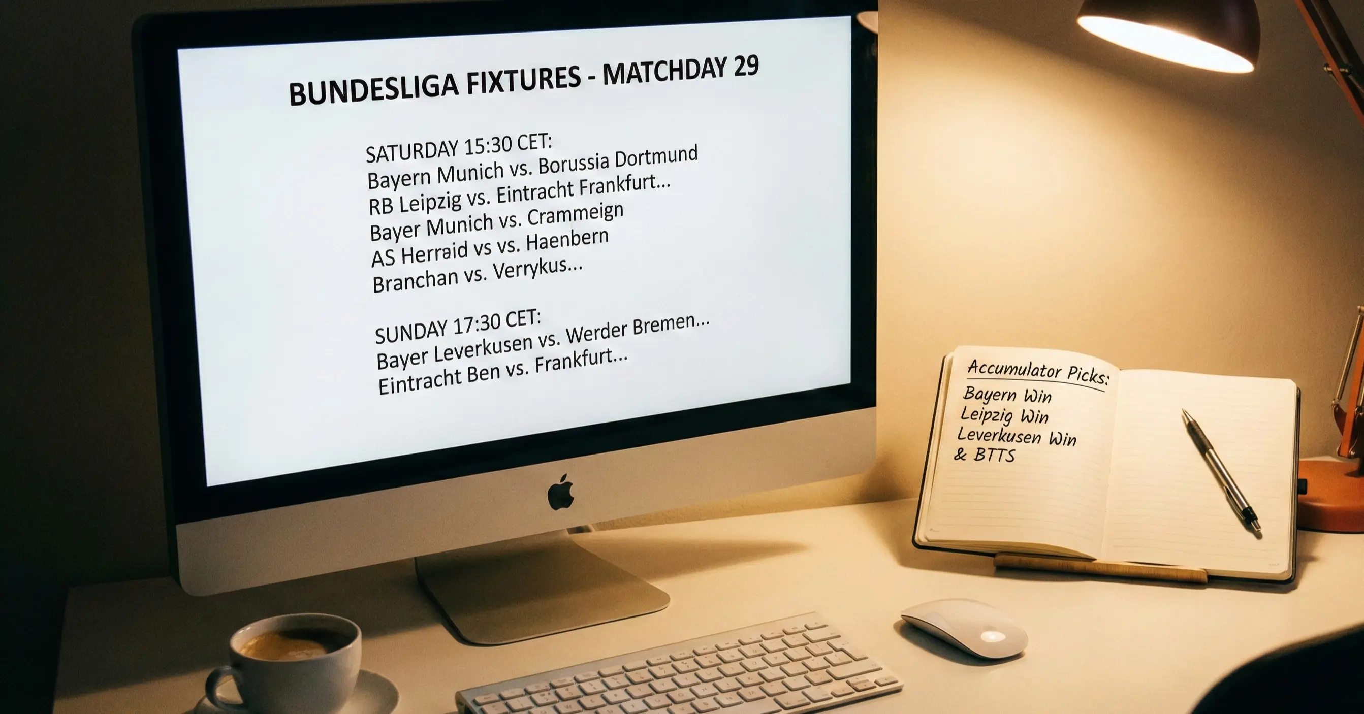 Weekend Bundesliga fixture list displayed for accumulator selection planning