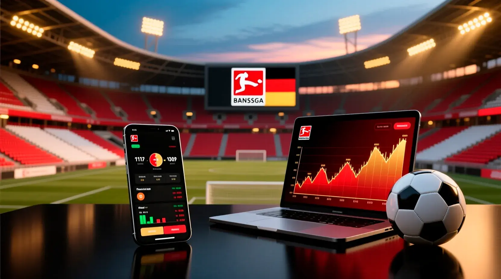 Best Bundesliga betting sites comparison - modern betting platform interface with German football stadium background