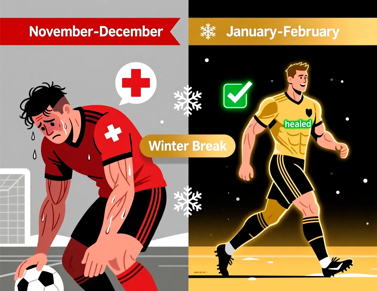 Winter break impact on Bundesliga teams showing before and after performance transformation